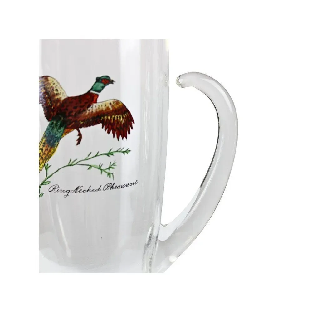 Cocktail Pitcher Rare Ring-Necked Pheasant Hand Painted Gold Rim Weighted Bottom